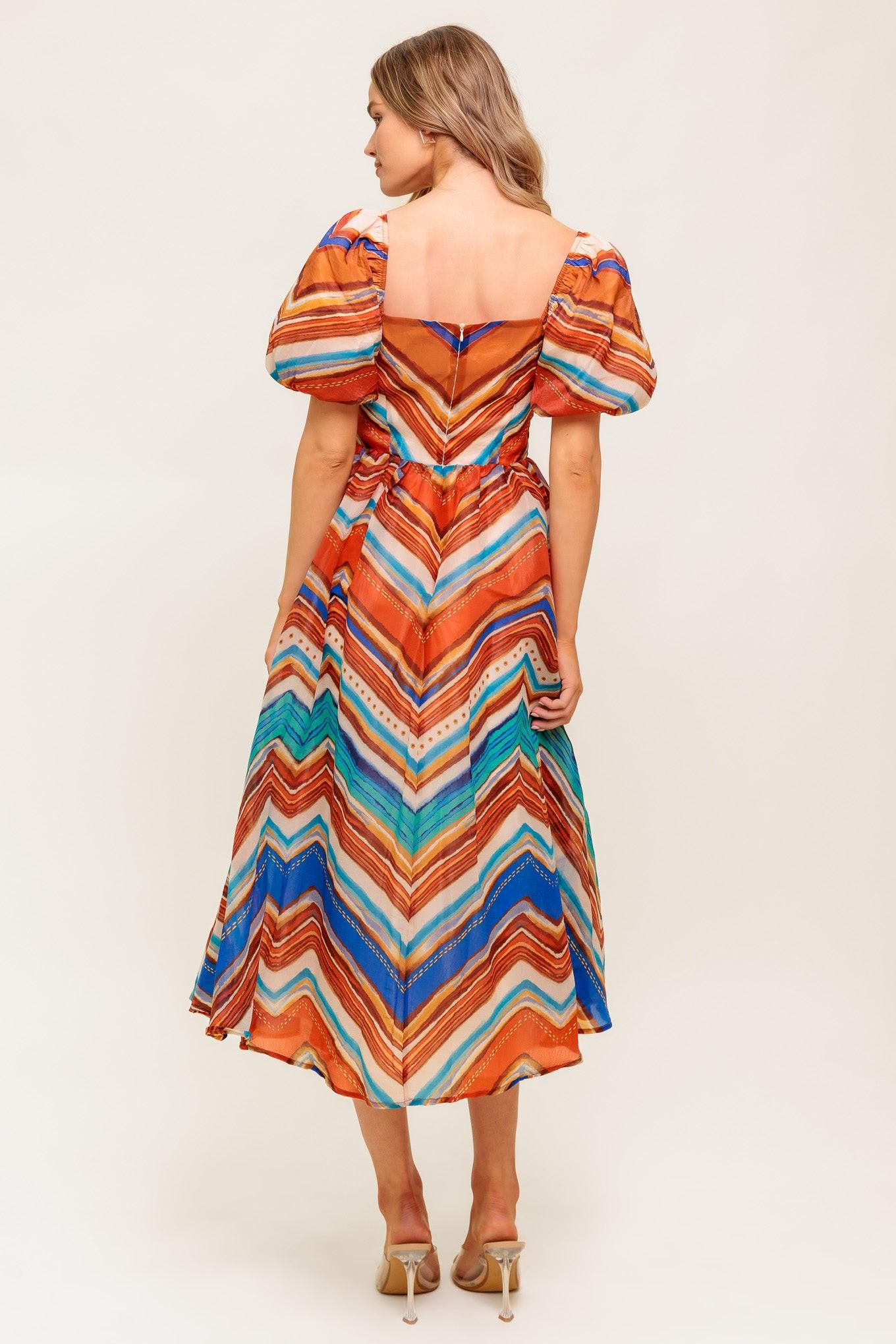 Bright Personality Woven Midi Dress L Flying Tomato Rust Blue / L Bright Personality Woven Midi Dress L Flying Tomato Rust Blue / L