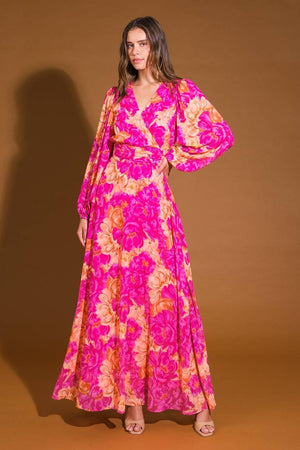 CUNNINGHAM FLORALS WOVEN MAXI DRESS.