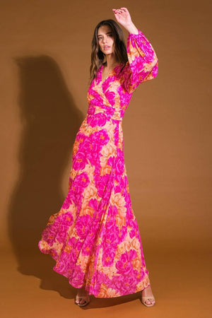 CUNNINGHAM FLORALS WOVEN MAXI DRESS.