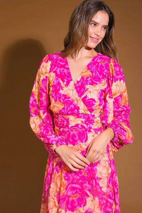 CUNNINGHAM FLORALS WOVEN MAXI DRESS.