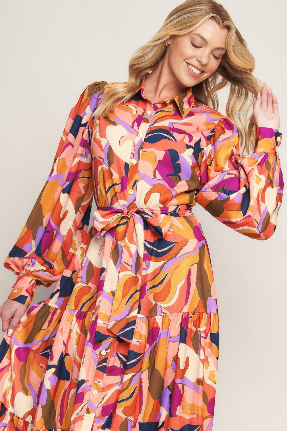 ROSEWOOD ROMANCE WOVEN MIDI DRESS.