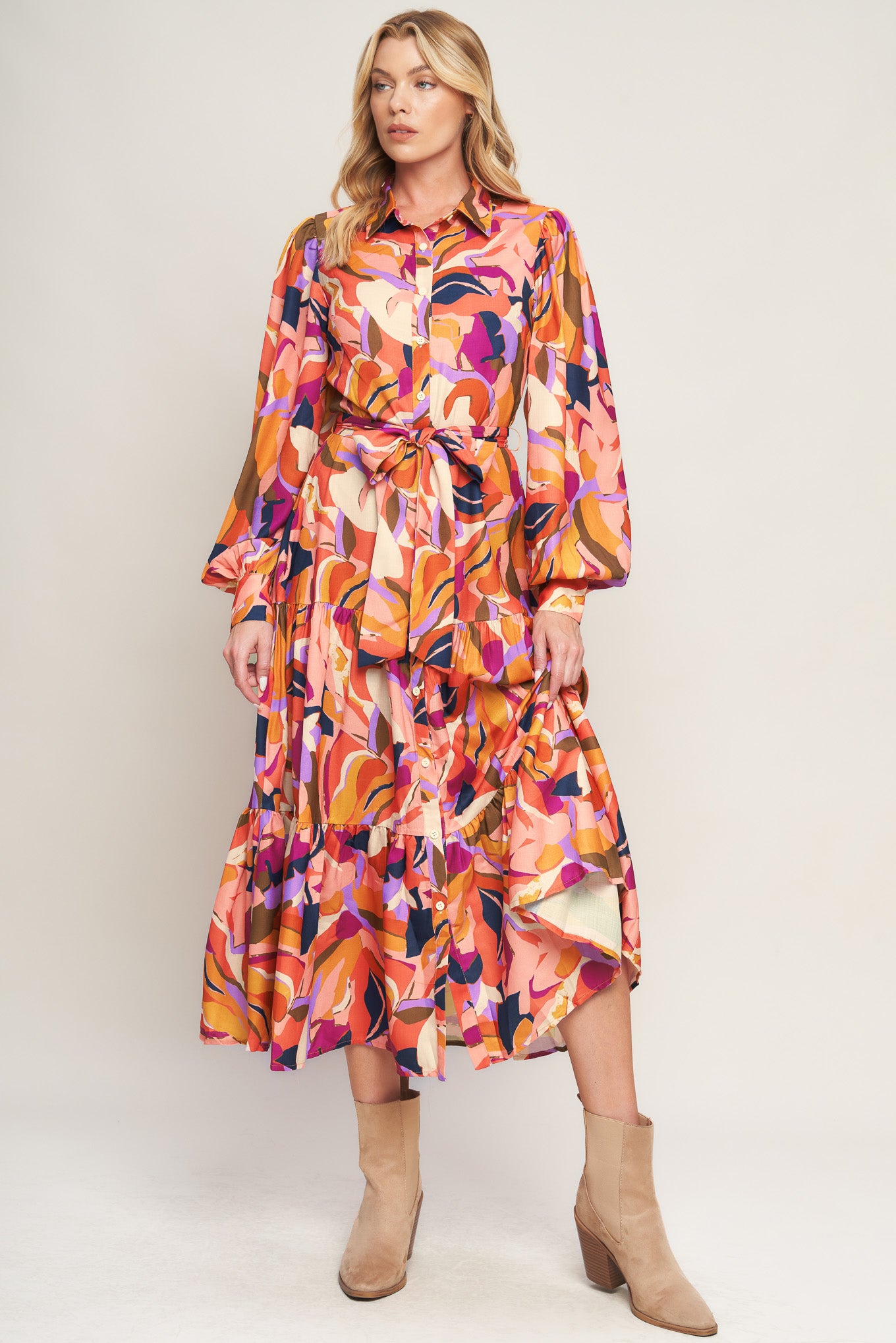 ROSEWOOD ROMANCE WOVEN MIDI DRESS