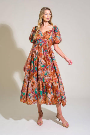 BRING US BACK WOVEN MIDI DRESS.