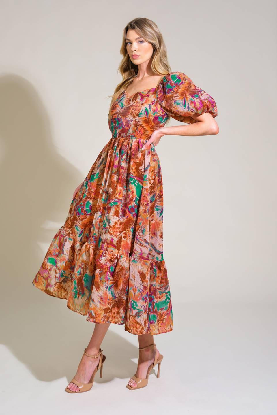 BRING US BACK WOVEN MIDI DRESS.