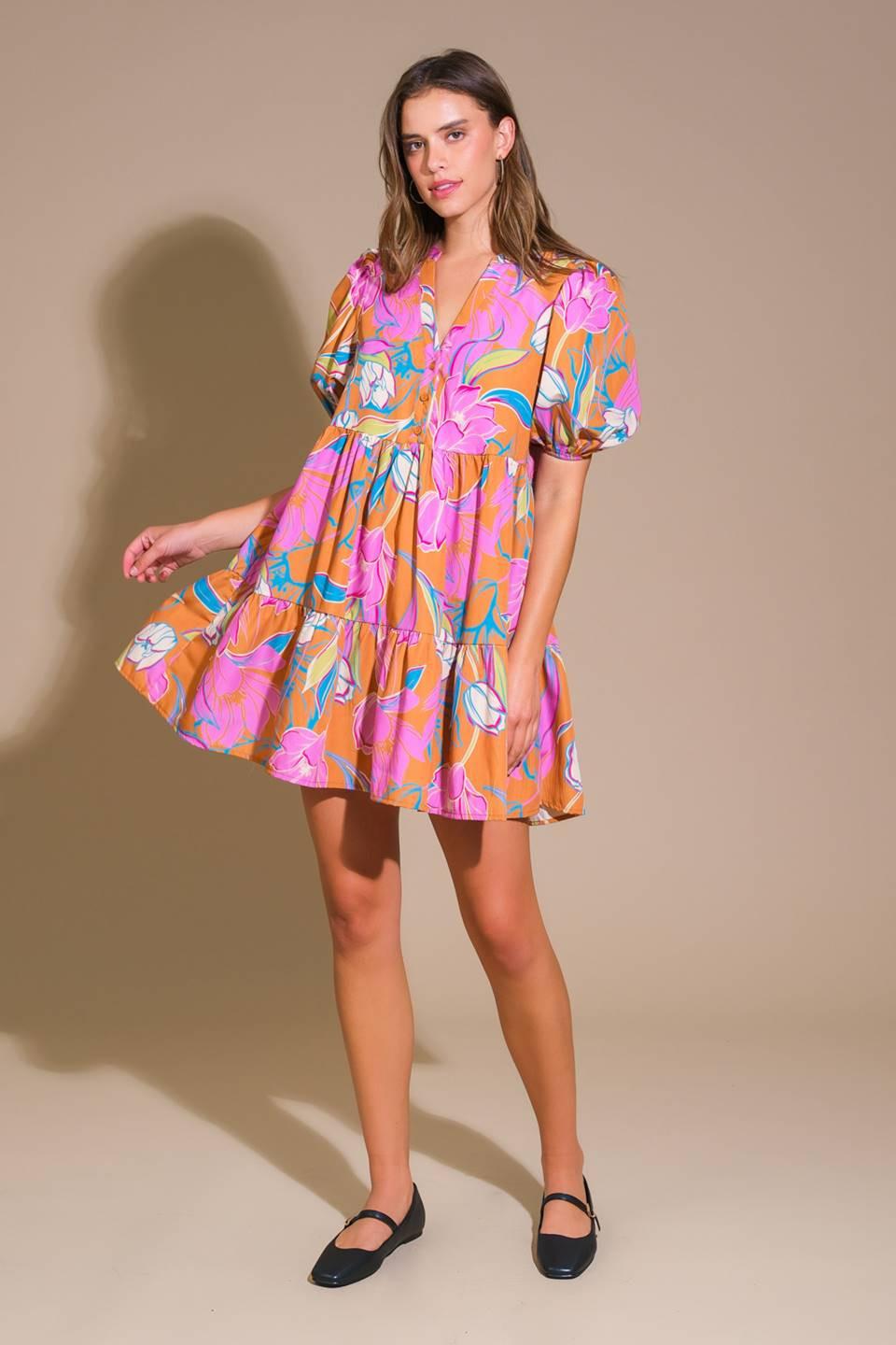 MOMENTOUS CUTENESS WOVEN MINI DRESS.