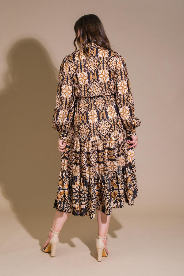 CELESTIAL BEAUTY WOVEN MIDI DRESS.