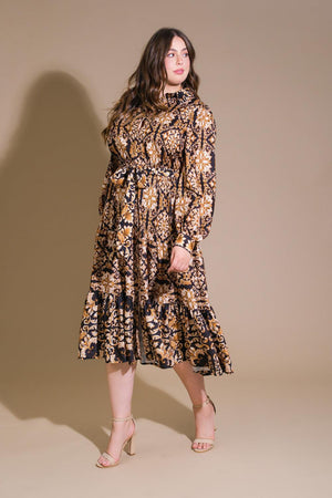 CELESTIAL BEAUTY WOVEN MIDI DRESS.