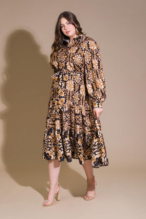 CELESTIAL BEAUTY WOVEN MIDI DRESS.