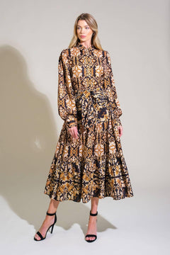 CELESTIAL BEAUTY WOVEN MIDI DRESS.