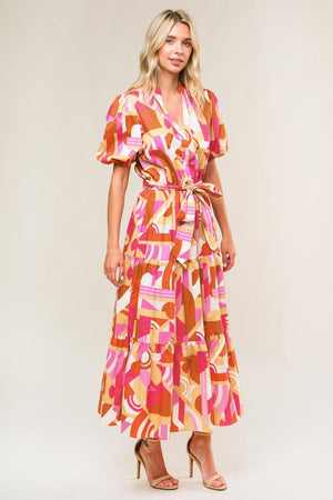 HARBOR POINT WOVEN MIDI DRESS.
