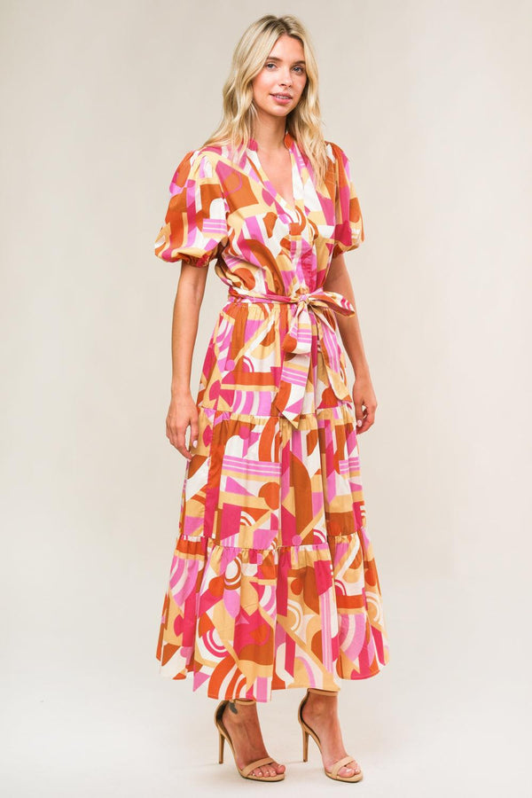 HARBOR POINT WOVEN MIDI DRESS.
