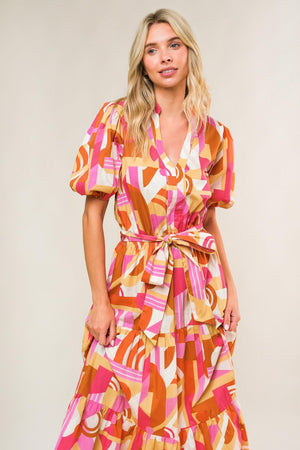HARBOR POINT WOVEN MIDI DRESS.