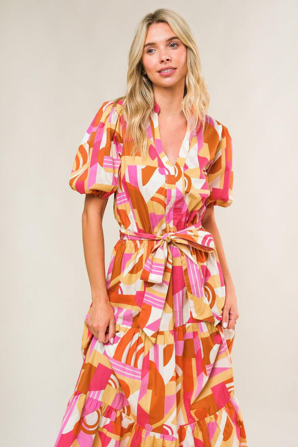 HARBOR POINT WOVEN MIDI DRESS.