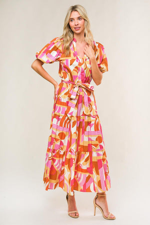 HARBOR POINT WOVEN MIDI DRESS.