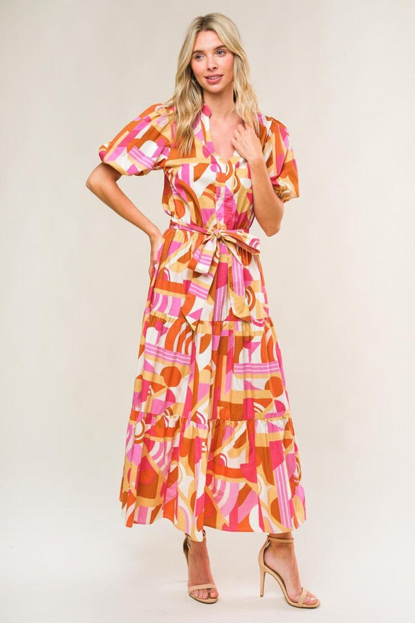 HARBOR POINT WOVEN MIDI DRESS.