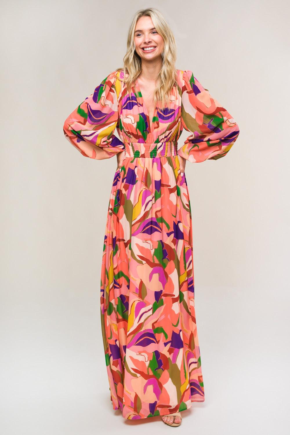 Over and Over Woven Maxi Dress L Flying Tomato Peach / L Over and Over Woven Maxi Dress L Flying Tomato Peach / L
