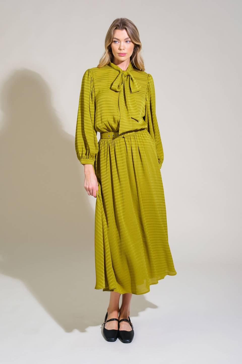 LOVE LIKE OURS WOVEN MIDI DRESS.