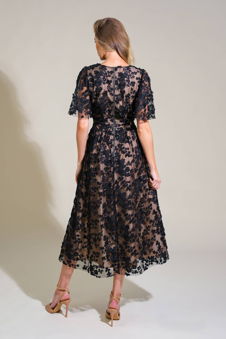 RETURN SOMEDAY WOVEN LACE MIDI DRESS