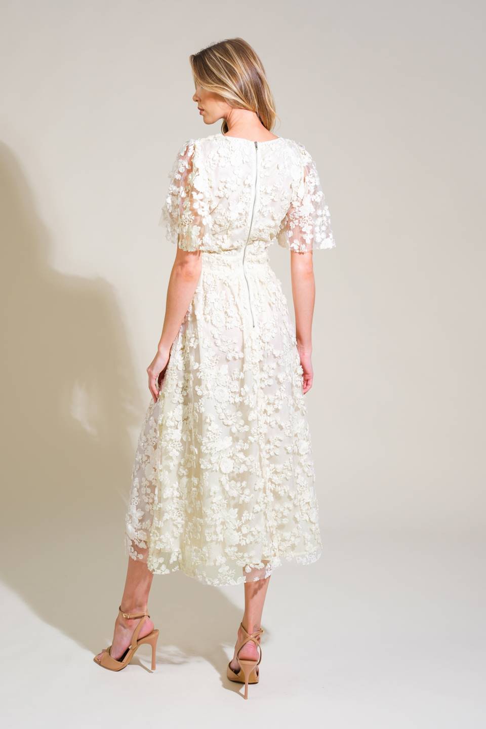 RETURN SOMEDAY WOVEN LACE MIDI DRESS