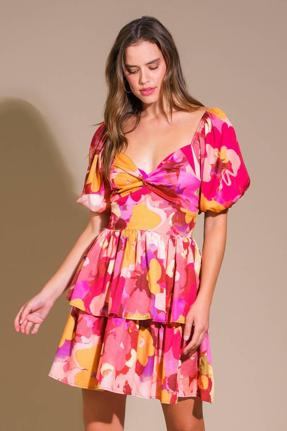 WHIMSICAL BEAUTY WOVEN MINI DRESS.