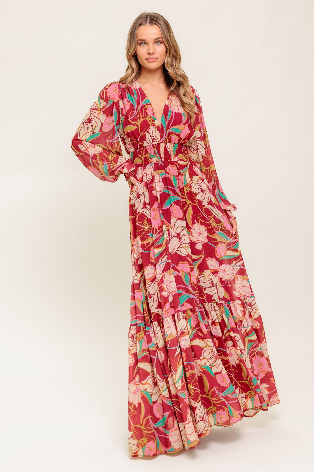 AMAZING PRESENCE WOVEN MAXI DRESS.