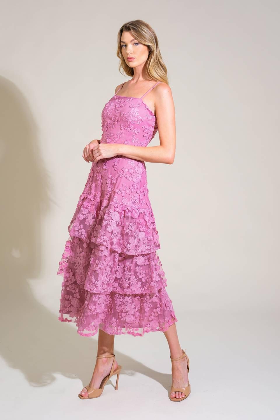 DAZZLING DAYBREAK WOVEN MIDI DRESS.