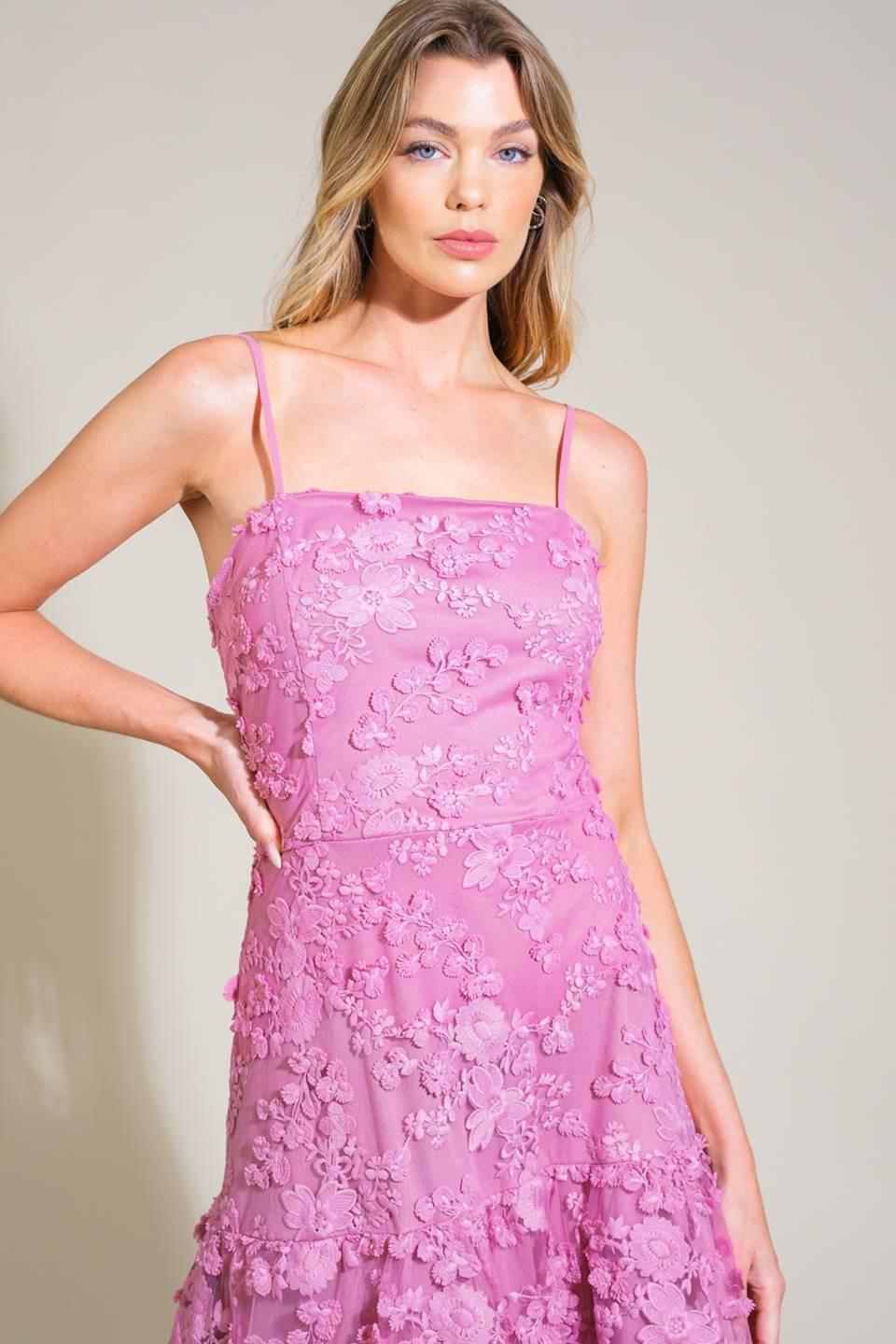 DAZZLING DAYBREAK WOVEN MIDI DRESS.