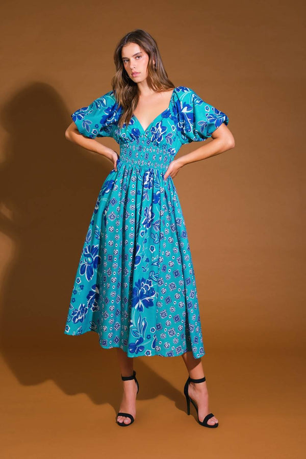 NEW CASTLE WOVEN MIDI DRESS.