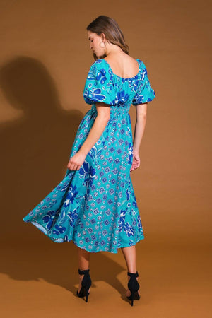 NEW CASTLE WOVEN MIDI DRESS.