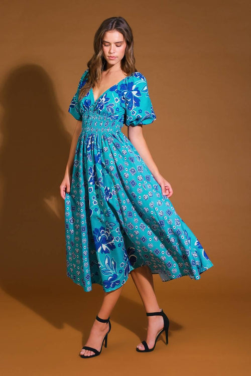 NEW CASTLE WOVEN MIDI DRESS.
