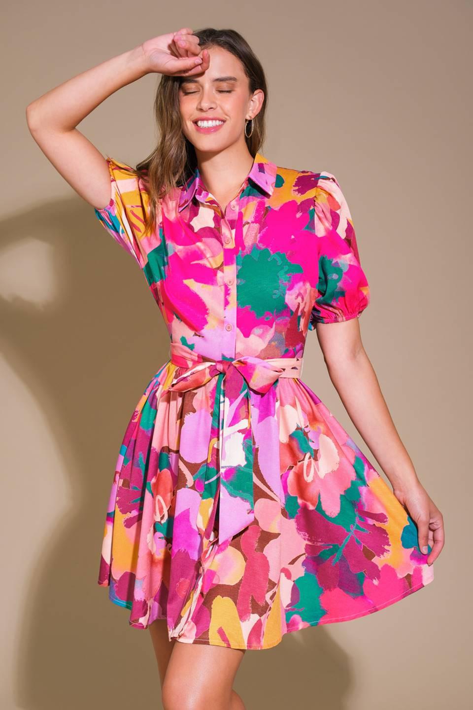 FINER THINGS WOVEN MINI DRESS.