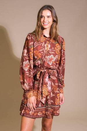 DESERT DAWN WOVEN MINI DRESS.