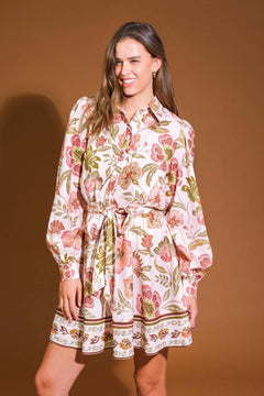 DESERT DAWN WOVEN MINI DRESS.