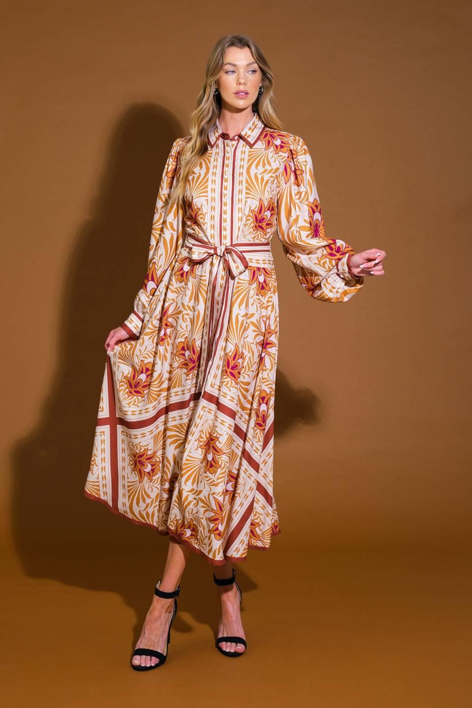 LOVE ESPRESSO WOVEN MIDI DRESS.