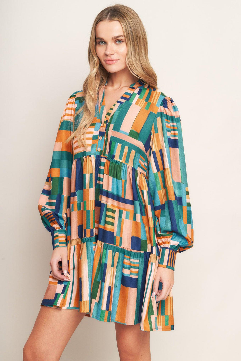 EFFORTLESS SELECTION WOVEN MINI DRESS.