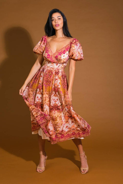 FOR GOOD WOVEN MIDI DRESS.