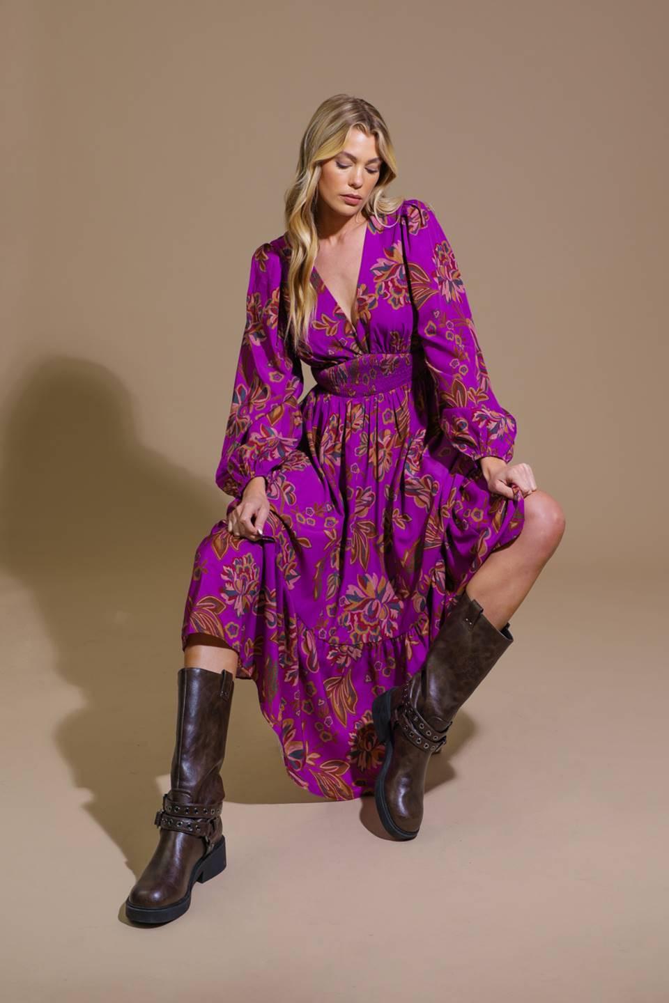 ELEGANTLY ELEVATED WOVEN MIDI DRESS.