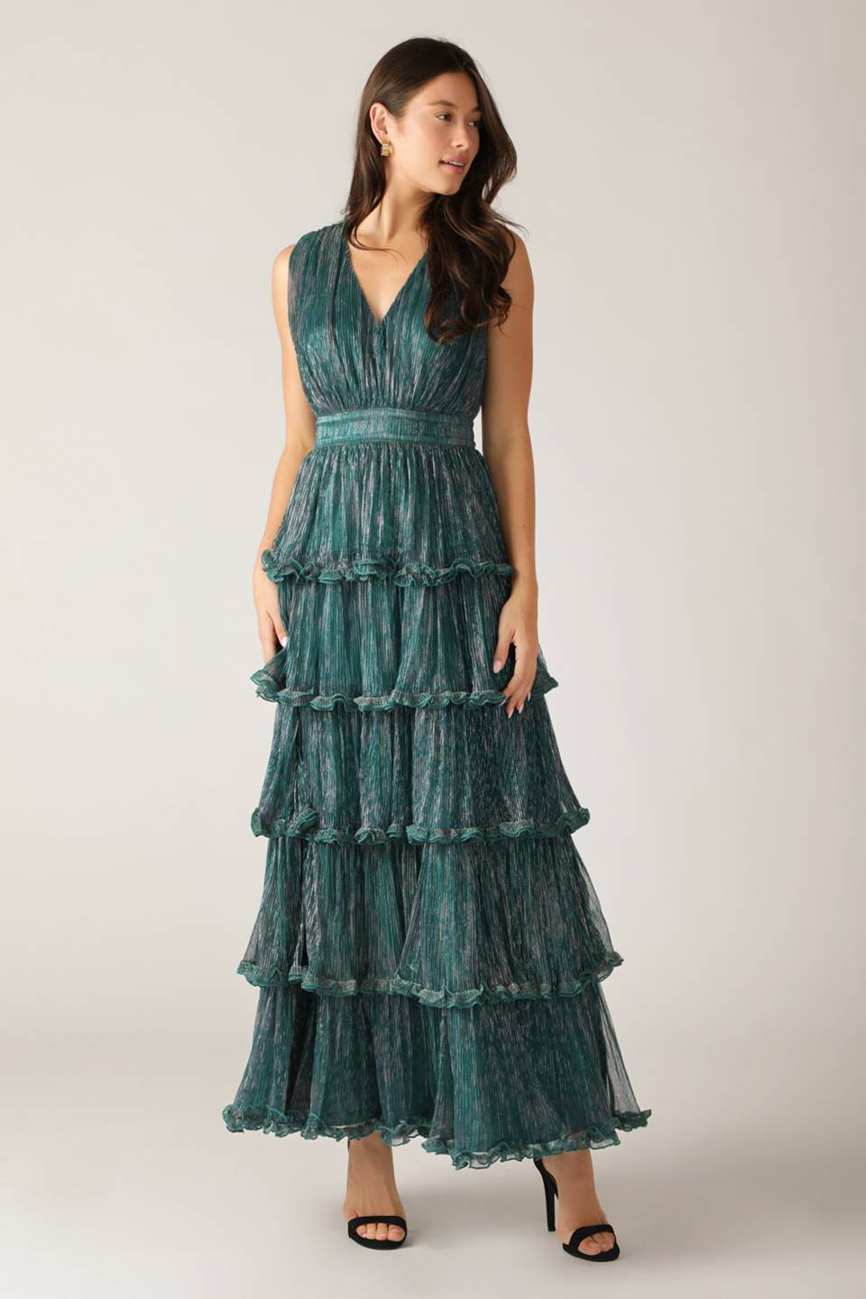 RADIANT SPIRIT WOVEN PLEATED MAXI DRESS