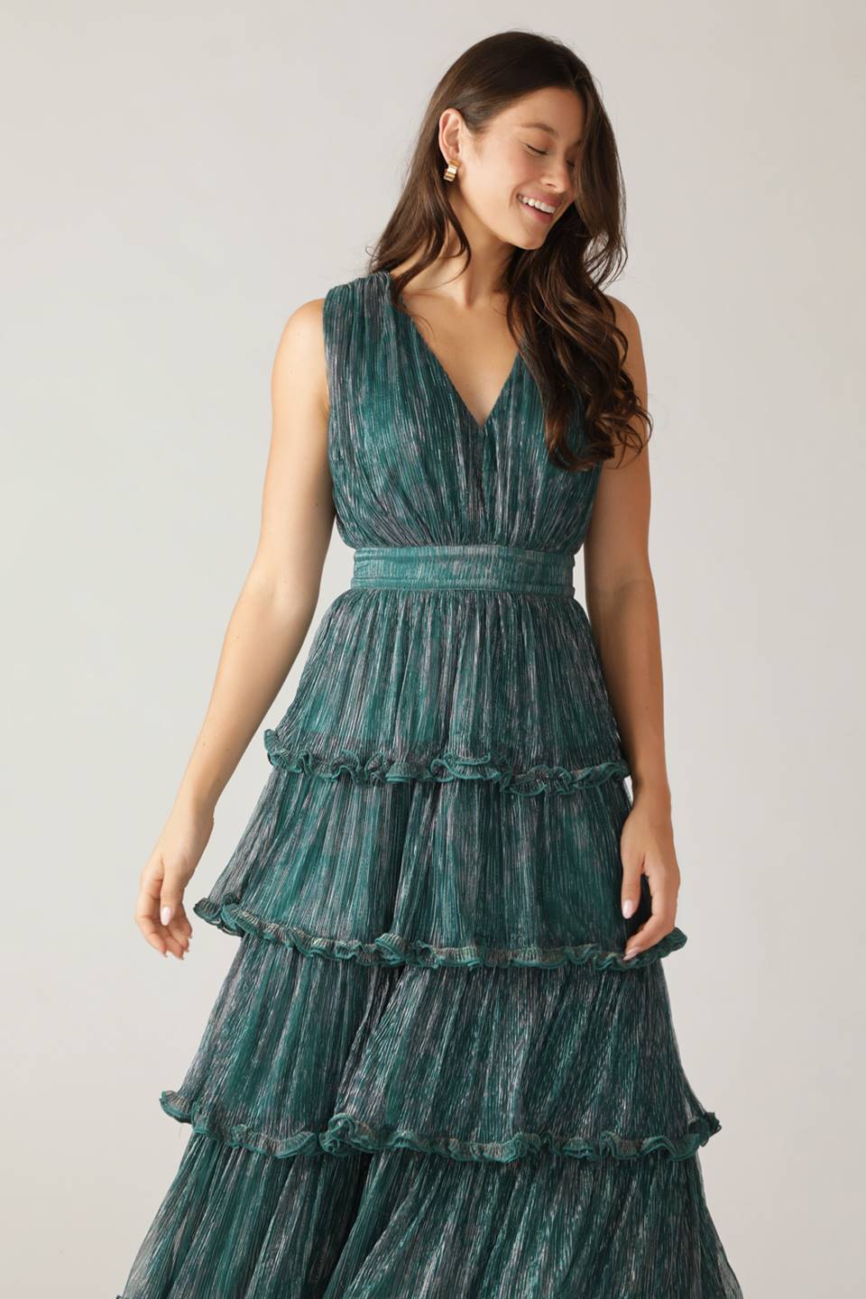 RADIANT SPIRIT WOVEN PLEATED MAXI DRESS