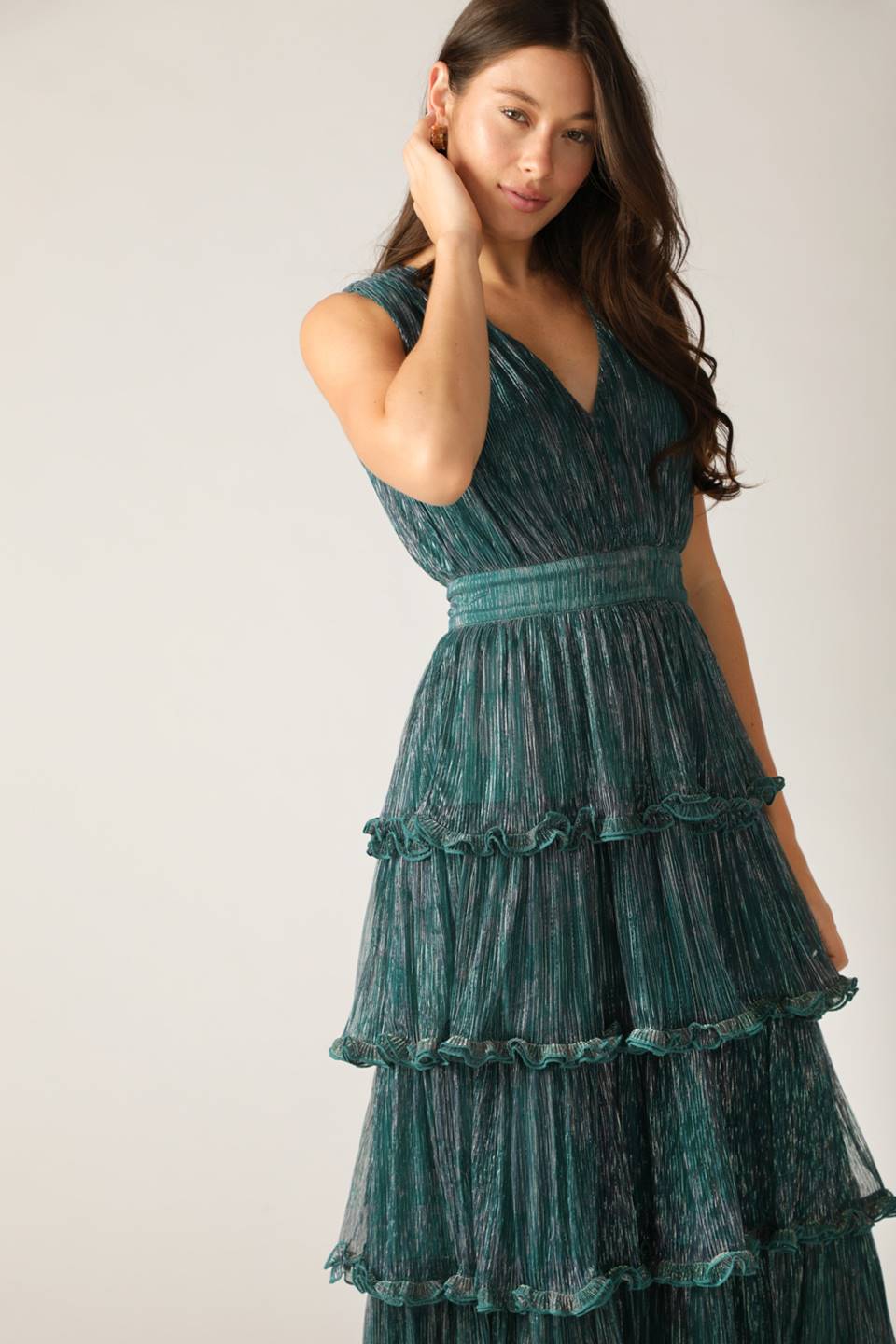 RADIANT SPIRIT WOVEN PLEATED MAXI DRESS