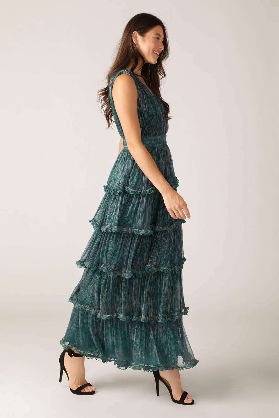 RADIANT SPIRIT WOVEN PLEATED MAXI DRESS