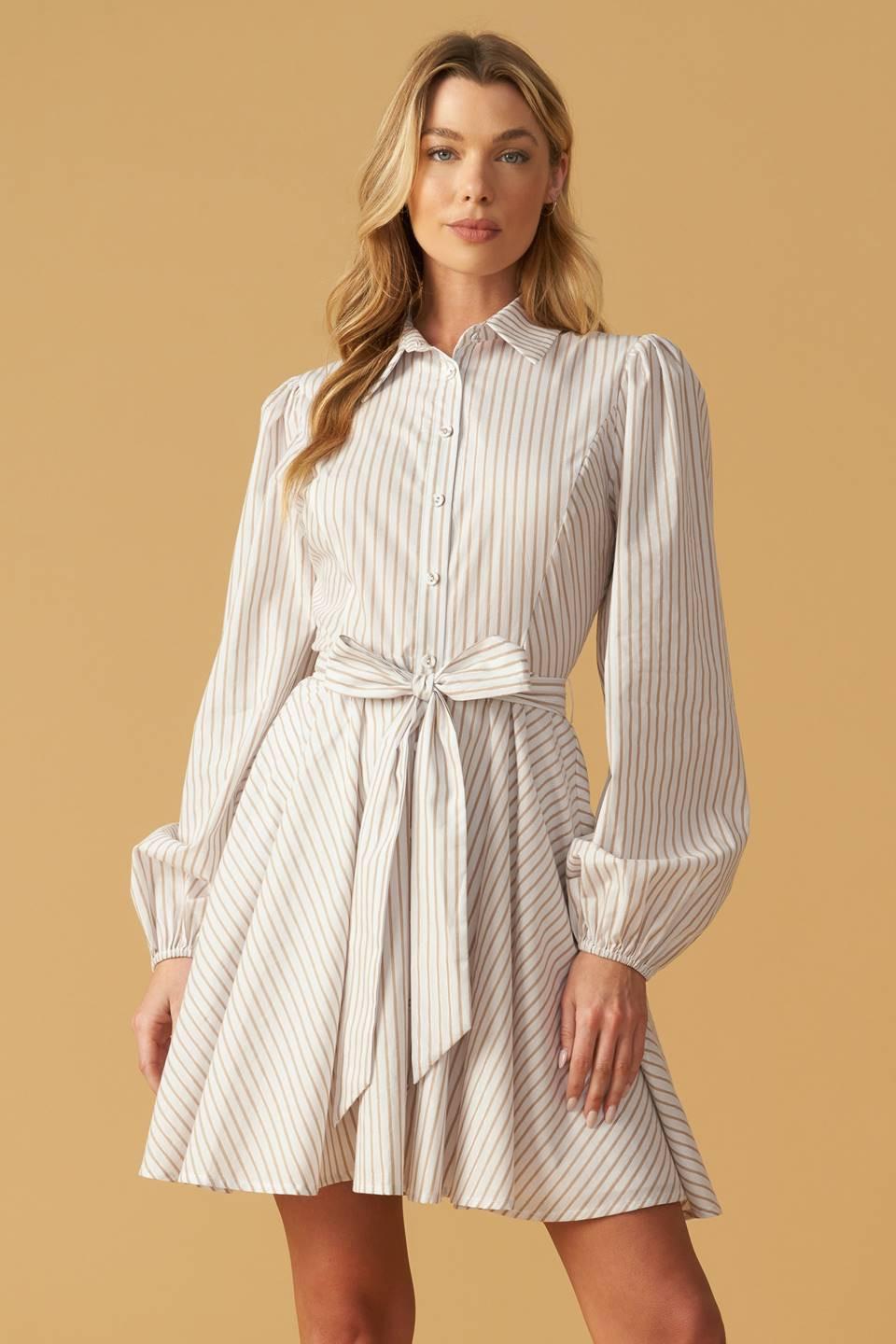 BEAUTY & STYLE WOVEN MINI DRESS.
