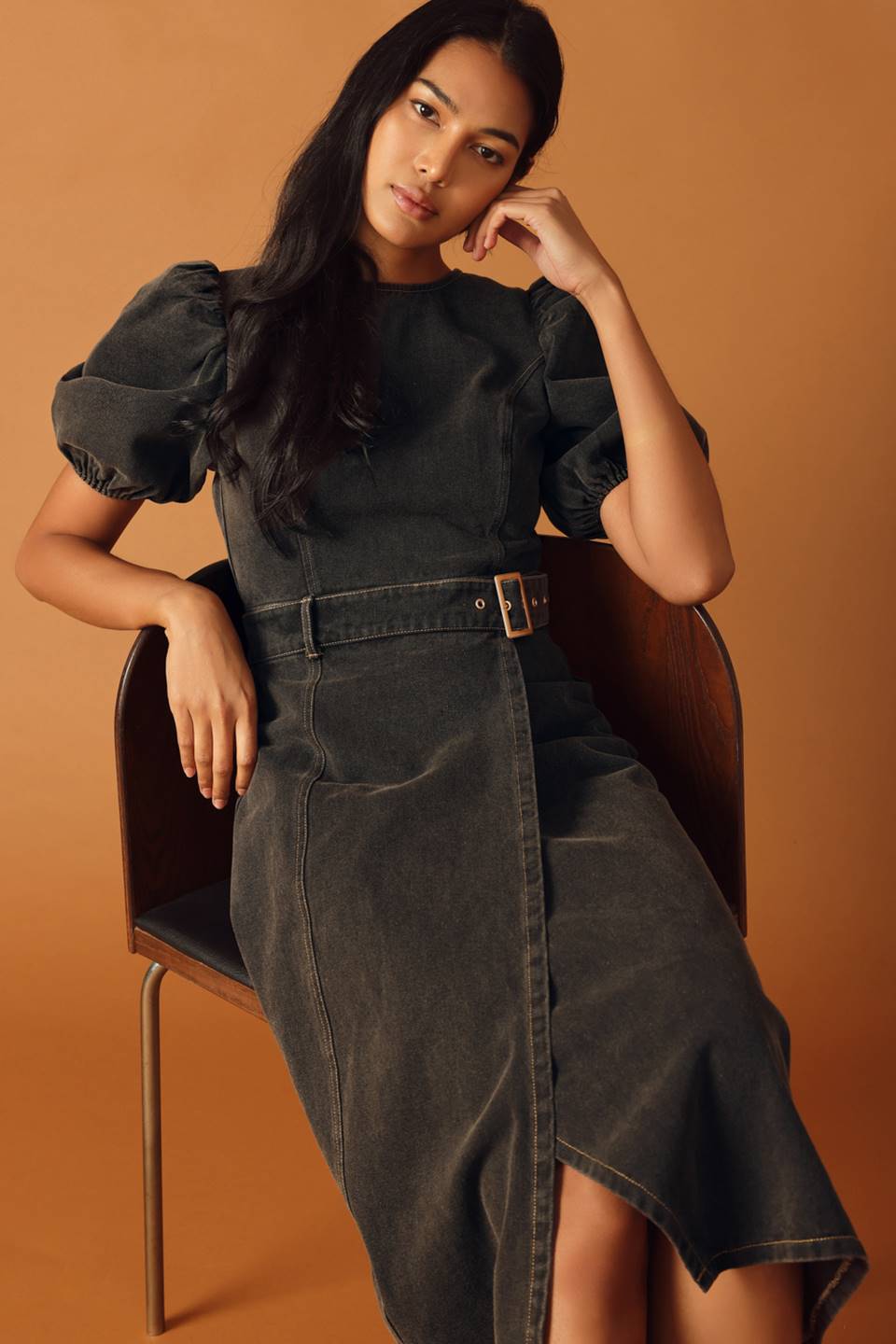 FOR THE DAY DENIM MIDI DRESS