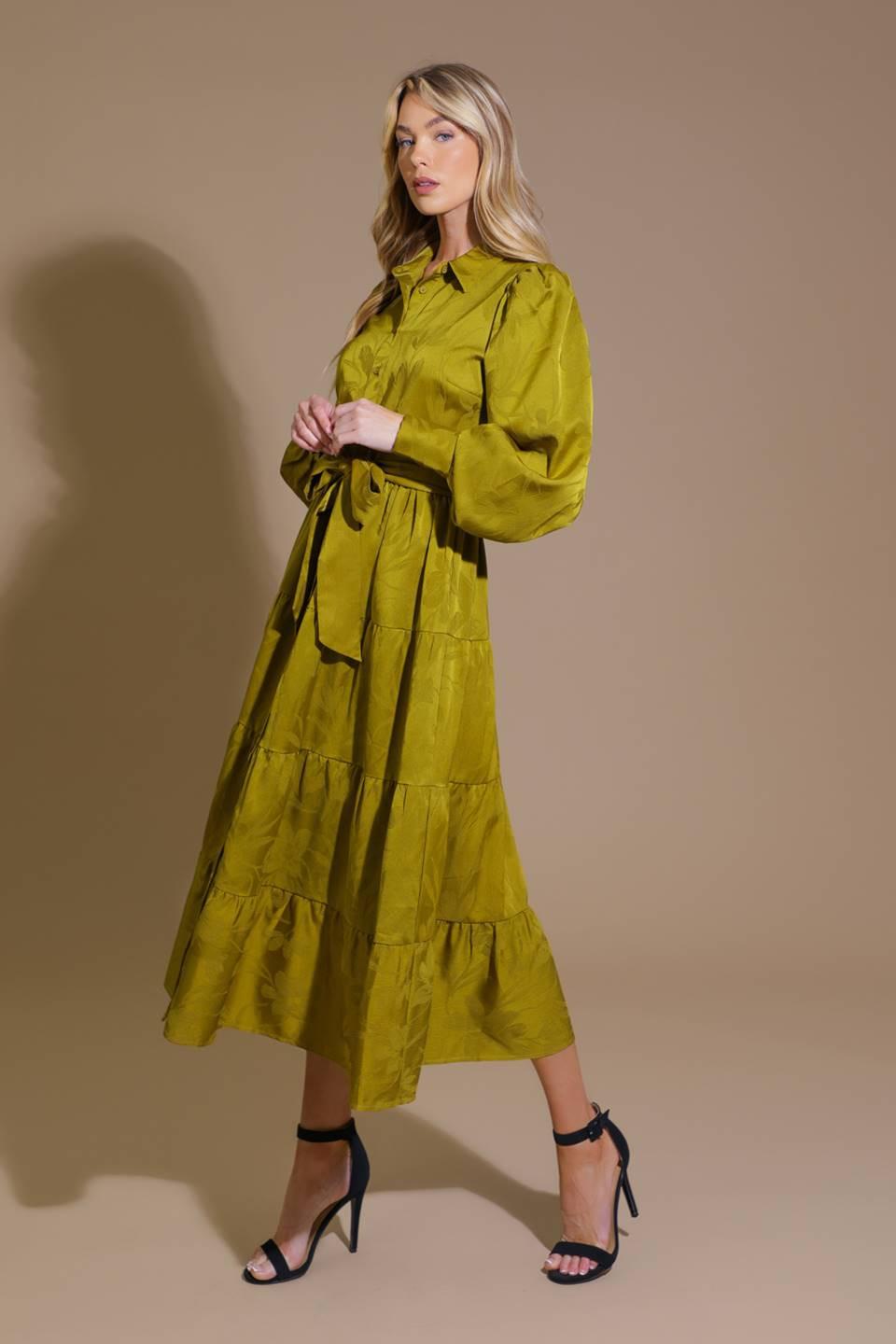 TOTAL APPEAL WOVEN JACQUARD MIDI DRESS.