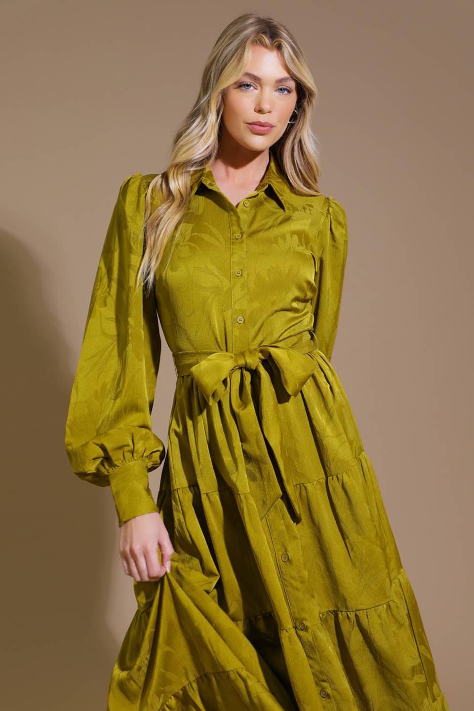 TOTAL APPEAL WOVEN JACQUARD MIDI DRESS.