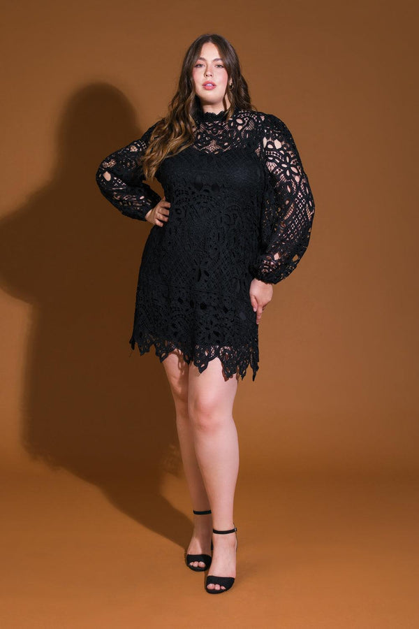 GETTING STARTED WOVEN LACE MINI DRESS.