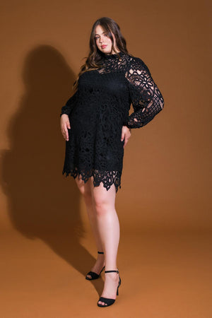 GETTING STARTED WOVEN LACE MINI DRESS.