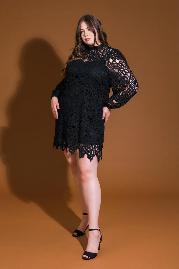 GETTING STARTED WOVEN LACE MINI DRESS.