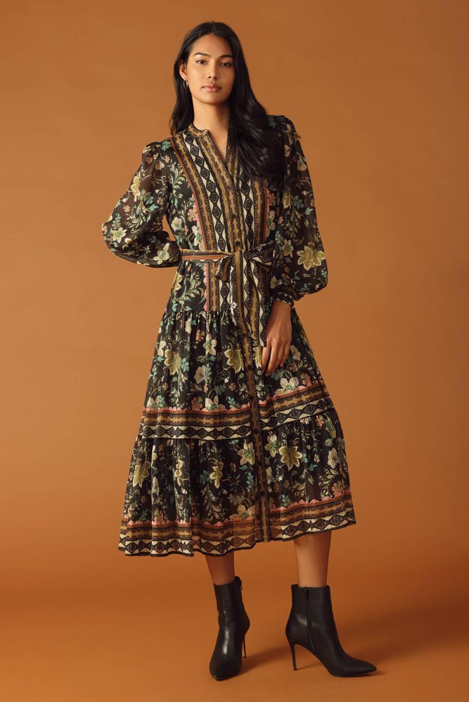 ALONG THE WAY WOVEN MIDI DRESS.