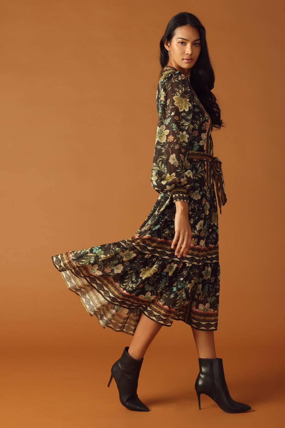 ALONG THE WAY WOVEN MIDI DRESS.